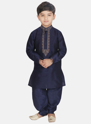 SG YUVRAJ Boys Festive & Party Kurta and Pyjama Set(Blue Pack of 1)