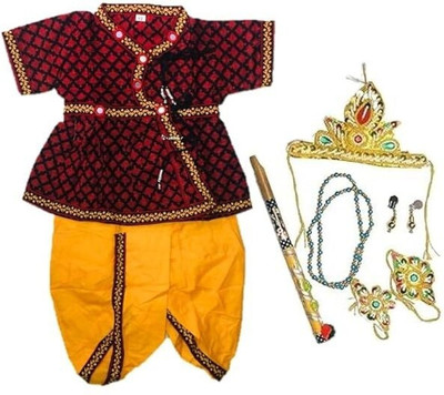 TMT HUB Baby Boys Festive & Party Dhoti & Kurta Set(Maroon Pack of 1)