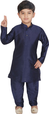 SG YUVRAJ Boys Festive & Party Kurta and Pyjama Set(Dark Blue Pack of 2)