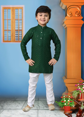 Go Berry Boys Festive & Party Kurta and Pyjama Set(Multicolor Pack of 1)