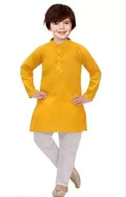 VC FASHION HUB Baby Boys Festive & Party Kurta and Pyjama Set(Yellow Pack of 1)