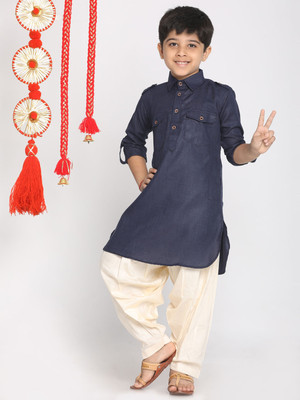 jbn CREATION Baby Boys Festive & Party, Casual Pathani Suit Set(Blue Pack of 1)