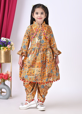 NH Fashion Girls Festive & Party Dhoti & Kurta Set(Gold Pack of 1)