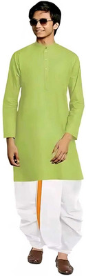 Svatantra Boys Festive & Party Kurta and Dhoti Pant Set(Light Green Pack of 1)