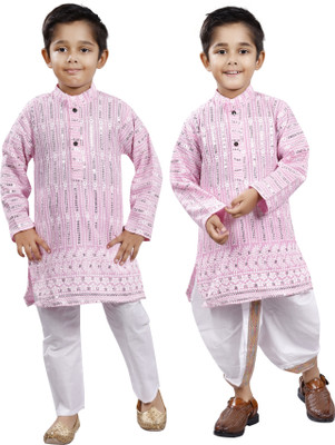new gen Boys Casual, Festive & Party, Wedding Kurta and Dhoti Pant Set(Pink Pack of 1)