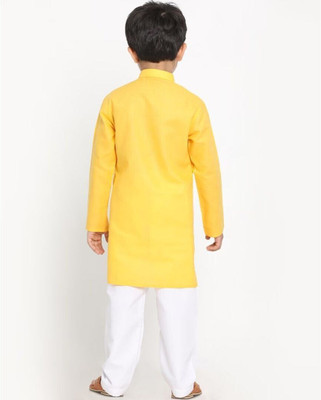 vd feb Boys Festive & Party Kurta and Pyjama Set(Yellow Pack of 1)