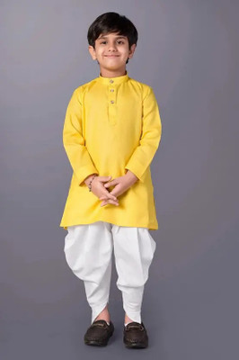 Metro Traders Boys Festive & Party Dhoti & Kurta Set(Yellow Pack of 2)