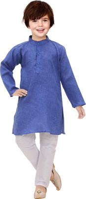 ZARTAJ Boys Festive & Party Kurta and Pyjama Set(Blue Pack of 1)