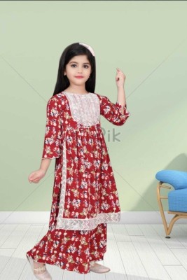 Jayegab Hub Girls Casual Salwar and Kurta Set(Brown Pack of 1)