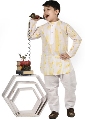 Smuktar garments Baby Boys Casual, Festive & Party Kurta and Pyjama Set(Yellow Pack of 2)