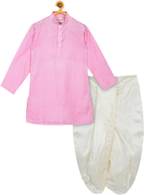 Sethukrishna Boys Festive & Party Kurta and Dhoti Pant Set(Pink Pack of 1)
