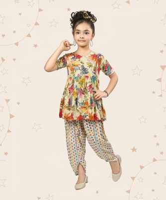Kidotsav Girls Festive & Party Kurta and Dhoti Pant Set(Multicolor Pack of 1)