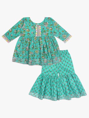 spack jerrow Baby Girls Festive & Party Angarkha and Sharara Set(Green Pack of 1)