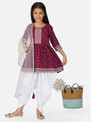 VIVANA Girls Casual Kurta, Pyjama & Dupatta Set(Multicolor Pack of 1)