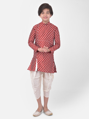 DEYANN Boys Festive & Party Kurta and Dhoti Pant Set(Red Pack of 1)