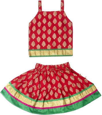 Attnico Baby Girls Casual, Festive & Party, Formal, Wedding Top and Skirt Set(Red Pack of 1)