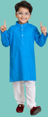 HouseOfCommon Baby Boys Festive & Party Kurta and Pyjama Set(Light Blue Pack of 1)