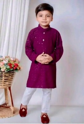 NAJIRADRESS Baby Boys Casual Kurta and Pyjama Set(Purple Pack of 1)