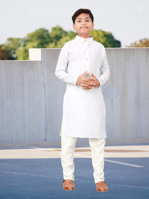 CLOTH CORNER Boys Festive & Party Kurta and Pyjama Set(White Pack of 1)