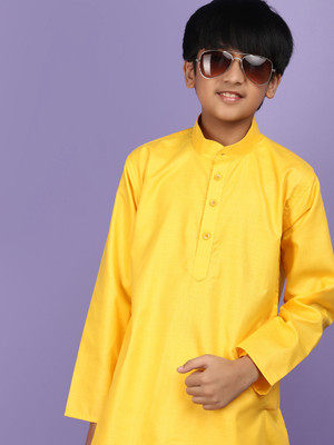 V-MART Boys Festive & Party Kurta and Pyjama Set(Yellow Pack of 1)