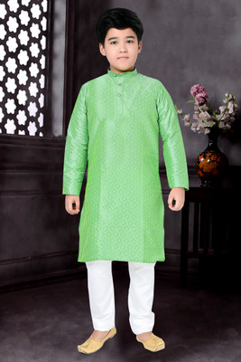 vuriq Boys Festive & Party Kurta and Pyjama Set(Green Pack of 1)