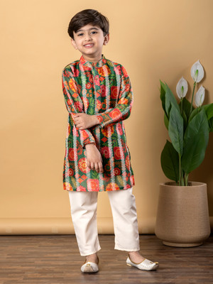 Readiprint Boys Festive & Party Kurta and Pyjama Set(Green Pack of 1)