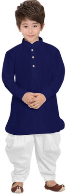 TRUST OUS Boys Festive & Party Kurta and Dhoti Pant Set(Dark Blue Pack of 1)