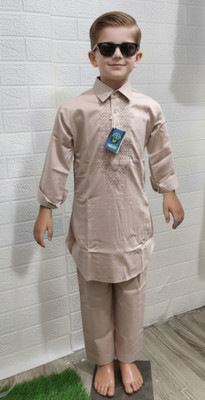 KGN Boys Festive & Party Pathani Suit Set(Orange Pack of 1)
