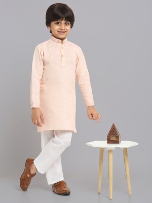 CENSAL Boys Festive & Party Kurta and Pyjama Set(Beige Pack of 1)