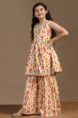 Tasrika Girls Festive & Party Kurta and Sharara Set(Yellow Pack of 1)