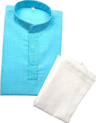 Qtsy Boys Festive & Party, Wedding Kurta and Pyjama Set(Blue Pack of 1)