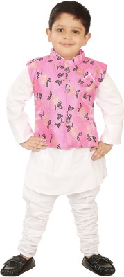 NXG Boys Festive & Party, Wedding Kurta, Waistcoat and Pyjama Set(Pink Pack of 1)