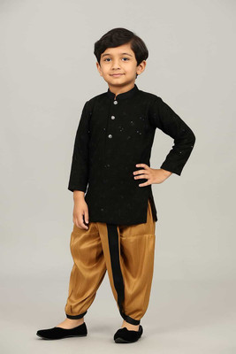BAPI NX Baby Boys Festive & Party Dhoti & Kurta Set(Black Pack of 1)
