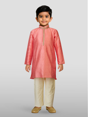 jbn CREATION Boys Casual Kurta and Pyjama Set(Pink Pack of 1)