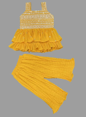 New Ekta Dresses Baby Girls Wedding Kurta and Palazzo Set(Yellow Pack of 1)