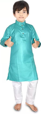 Vanraj Boys Festive & Party Kurta and Pyjama Set(Green Pack of 1)