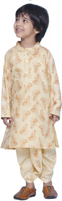 Sethukrishna Boys Festive & Party Kurta and Dhoti Pant Set(Beige Pack of 1)