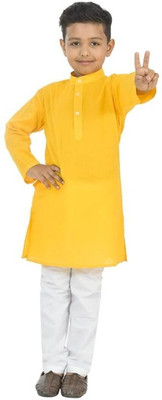 VC FASHION TREND Baby Boys Festive & Party Kurta and Pyjama Set(Yellow Pack of 1)