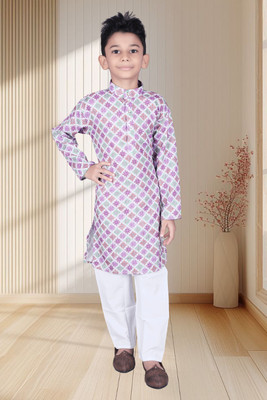 Baba Boys Festive & Party Kurta and Pyjama Set(Multicolor Pack of 1)