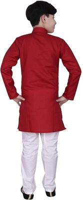 VDC CREATIONS Baby Boys Festive & Party Kurta and Pyjama Set(Maroon Pack of 1)