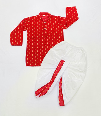 SMARTPOINT PLUS Baby Boys Festive & Party Kurta and Dhoti Pant Set(Red Pack of 1)