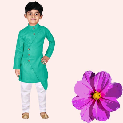 VDC CREATIONS Baby Boys Festive & Party Kurta and Pyjama Set(Green Pack of 1)
