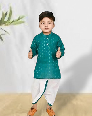 USMANIA Boys Festive & Party Kurta and Dhoti Pant Set(Green Pack of 1)