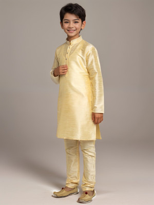 DEVOILER Boys Festive & Party Kurta and Pyjama Set(Beige Pack of 1)