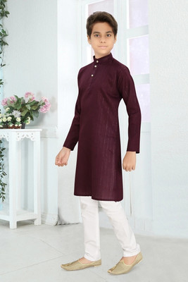 VALAKI Boys Festive & Party Kurta and Pyjama Set(Purple Pack of 1)
