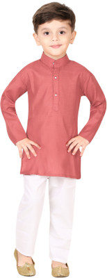 FASHION GRAB Boys Festive & Party Kurta and Pyjama Set(Red Pack of 1)