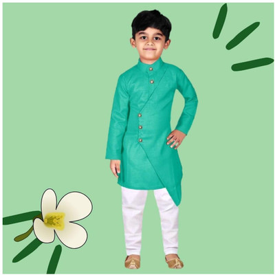 VC FASHION HUB Baby Boys Festive & Party Kurta and Pyjama Set(Green Pack of 1)