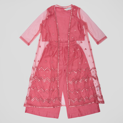 Akkriti by Pantaloons Girls Casual Top and Skirt Set(Pink Pack of 1)