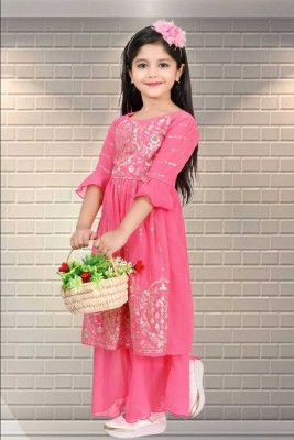 FMSE Baby Girls Casual Kurta and Palazzo Set(Pink Pack of 1)