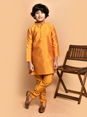 PRINTCULTR Boys Festive & Party Kurta and Pyjama Set(Yellow Pack of 2)